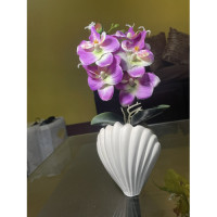 Plastic Flower & Limestone Pot Showpiece